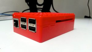 Raspberry pi showing usb connectors and ethernet port