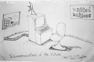 Telecomms of the future by Paul Clayton - a redrawing from 1981